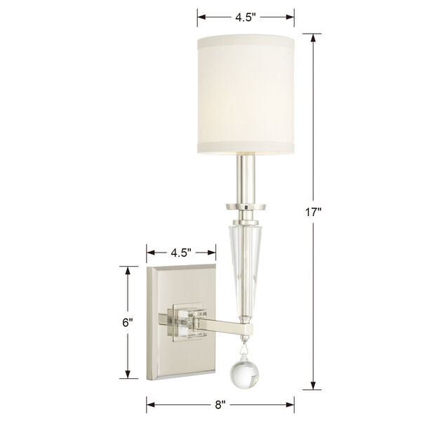Paxton Polished Nickel One-Light Sconce, image 5