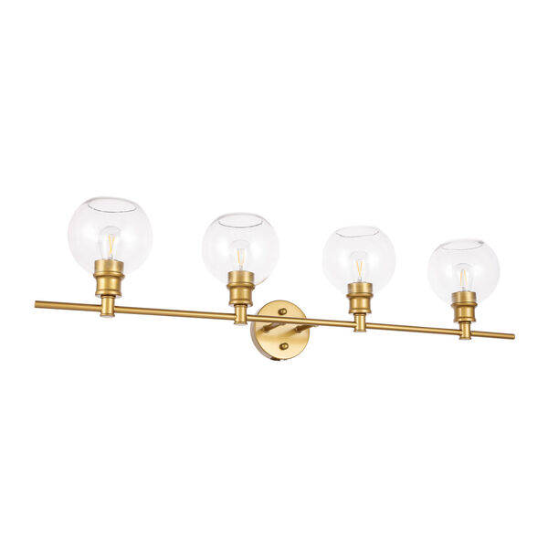 Collier Brass Four-Light Bath Vanity with Clear Glass, image 5