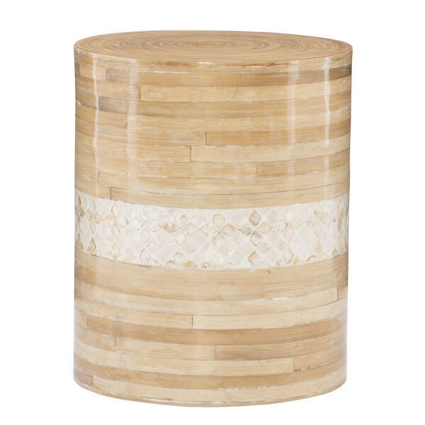 Prine Natural and White Bamboo Drum Table, image 1