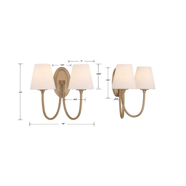 Juno Vibrant Gold Two-Light Wall Sconce, image 3