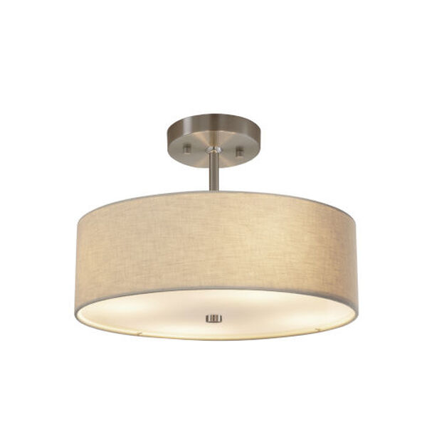 Textile Brushed Nickel and Cream Two-Light Pendant, image 1