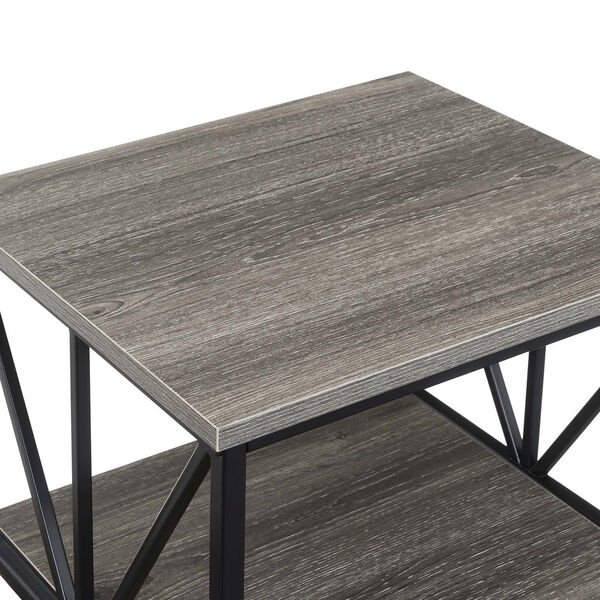 Tucson Weathered Gray Black Starburst End Table with Shelves, image 4