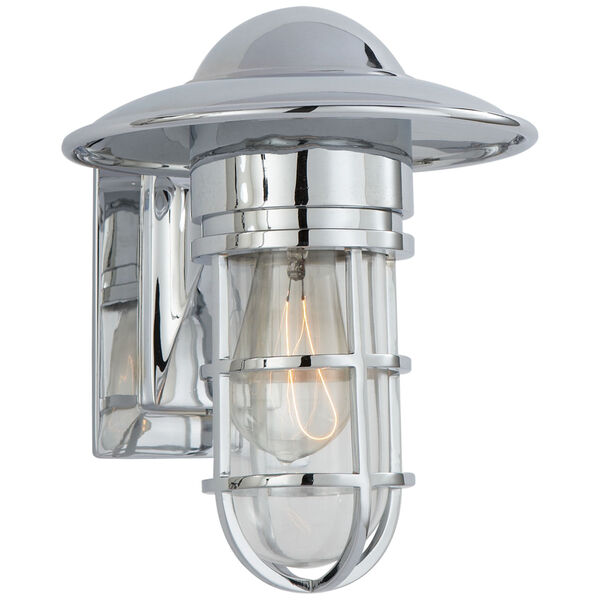 Marine Outdoor Wall Light in Chrome with Clear Glass by Chapman and Myers, image 1