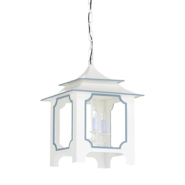 Claire Bell Gray and Blue Three-Light Chandelier, image 2