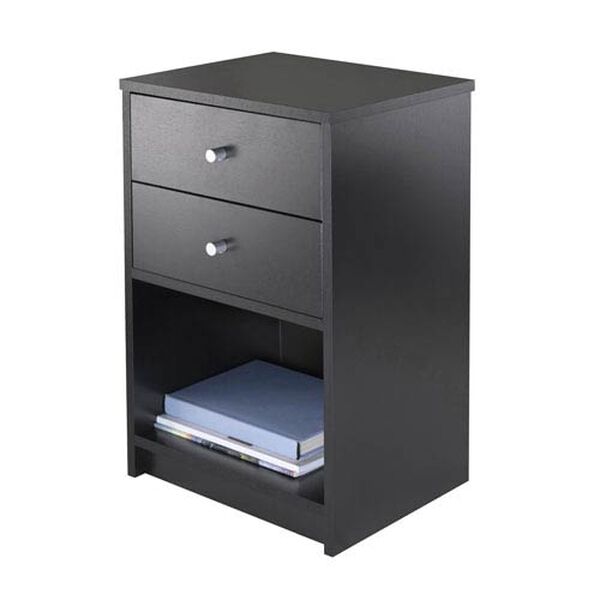 Ava Accent Table with Two Drawers in Black Finish, image 3
