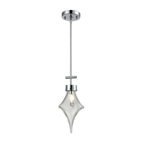Touche Clear Glass and Chrome One-Light Mini-Pendant, image 1