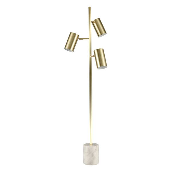 Dien Honey Brass with White Marble Three-Light LED Floor Lamp, image 2