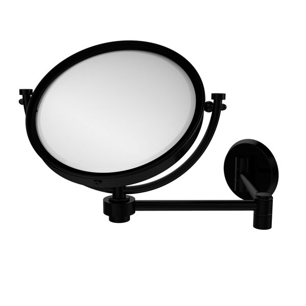 8 Inch Wall Mounted Extending Make-Up Mirror 2X Magnification, Matte Black, image 1