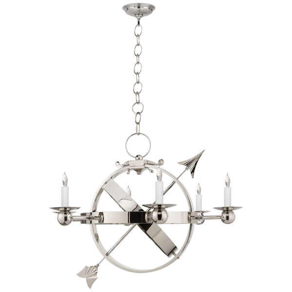 Armillary Sphere Chandelier in Polished Nickel by Eric Cohler, image 1
