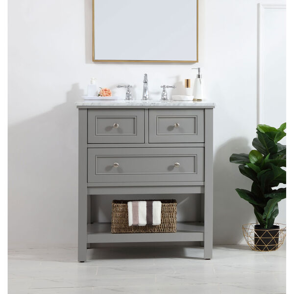 Metropolis Gray 30-Inch Vanity Sink Set, image 2