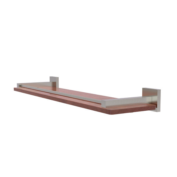 Montero Satin Nickel 22-Inch Solid IPE Ironwood Shelf with Gallery Rail, image 1