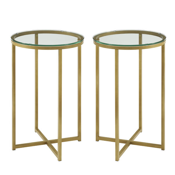 Alissa Gold Metal X-Leg Side Table, Set of Two, image 2