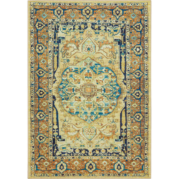 Sophea Yellow and Beige Rectangular: 7 Ft. 5 In. x 10 Ft. Ornamental Area Rug, image 1