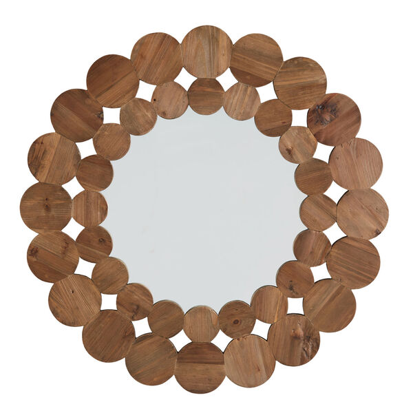 Katherine Natural Reclaimed Wood 39-Inch Round Wall Mirror, image 3