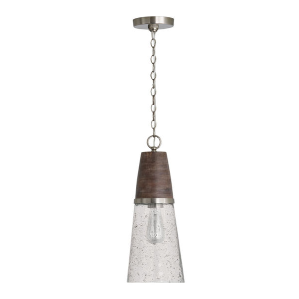 Connor Black Wash and Matte Nickel One-Light Mini Pendant with Clear Stone Seeded Glass, image 1