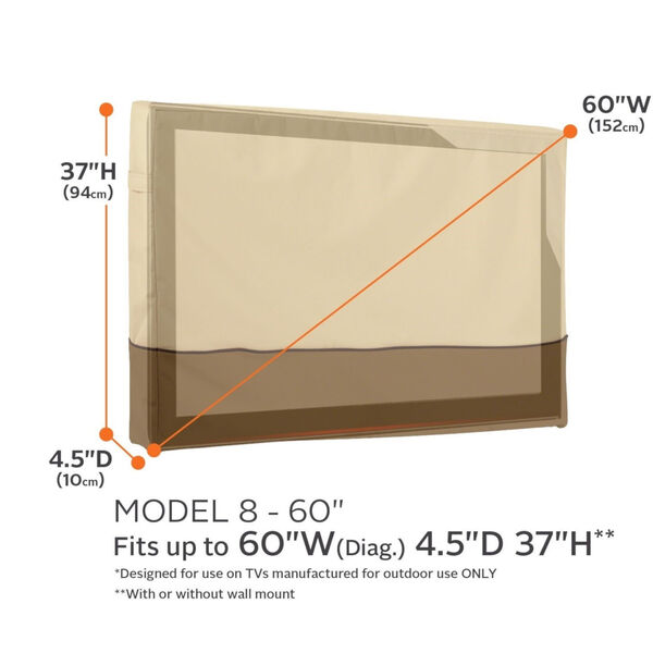 Ash Beige and Brown 60-Inch Outdoor TV Cover, image 4