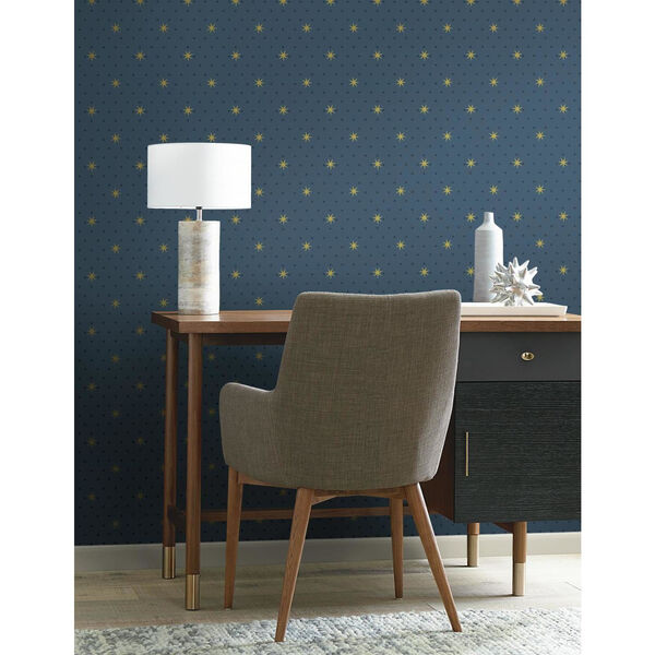 Small Prints Resource Library Navy Two-Inch Stella Star Wallpaper - SAMPLE SWATCH ONLY, image 2