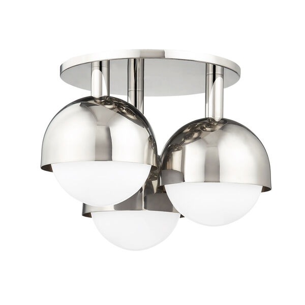 Foster Polished Nickel Three-Light Semi-Flush Mount with Opal Glass, image 1