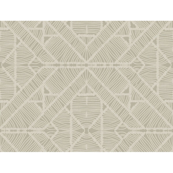 Tropics Taupe Diamond Macrame Pre Pasted Wallpaper - SAMPLE SWATCH ONLY, image 2
