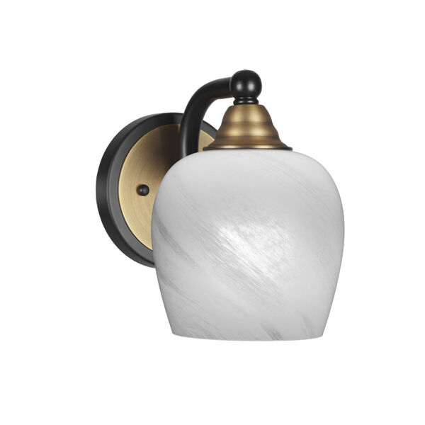 Paramount Matte Black and Brass One-Light 8-Inch Wall Sconce with White Marble Glass, image 1