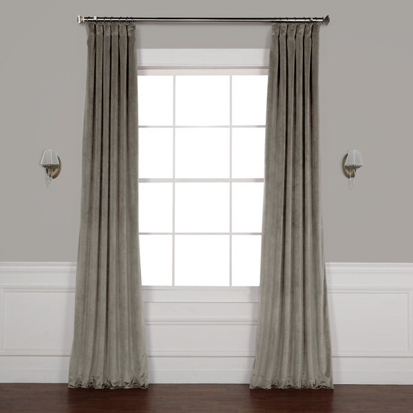 Grey 120 x 50 In. Plush Velvet Curtain Single Panel, image 1