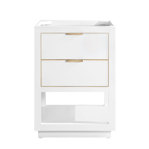 White 24-Inch Allie Bath Vanity Cabinet with Gold Trim, image 1