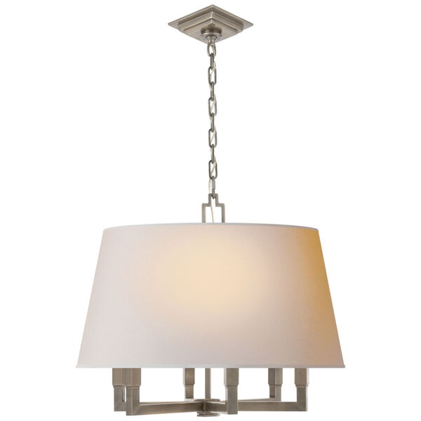 Square Tube Hanging Shade in Antique Nickel with Natural Paper Shade by Chapman and Myers, image 1