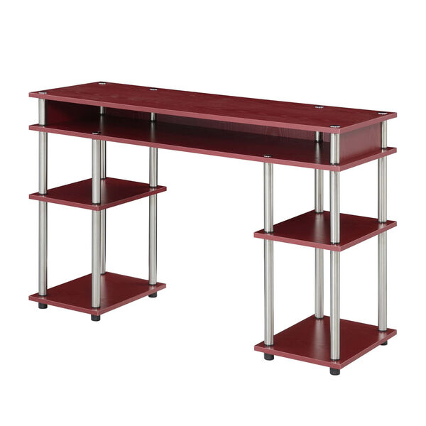 Designs2Go Dark Cranberry Red Student Desk with Shelves, image 1