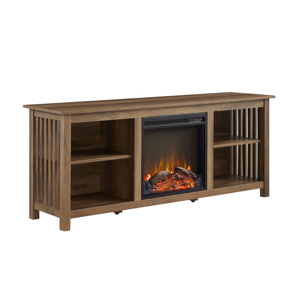 Mission Rustic Oak Fireplace TV Stand, image 4