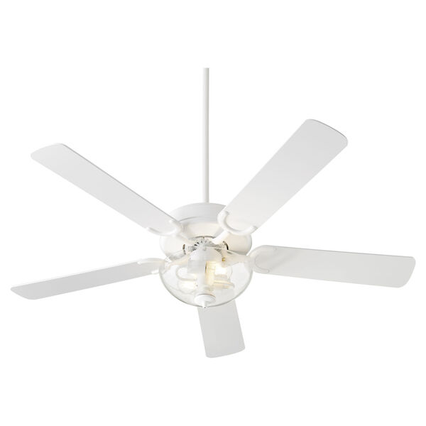 Virtue Studio White Two-Light 52-Inch Ceiling Fan with Clear Seeded Glass Bowl, image 3
