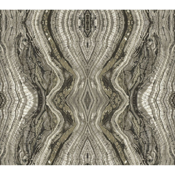 Antonina Vella Elegant Earth Charcoal Kaleidoscope Bohemian Wallpaper, image 2