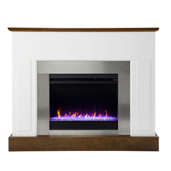 Eastrington White and Dark Tobacco Color Changing Electric Fireplace, image 4