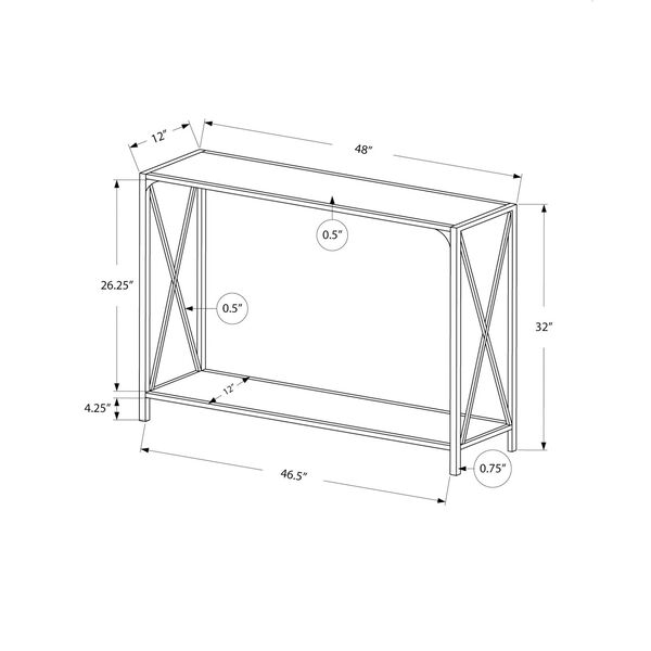Black Rectangle Two-Tier Hall Console Table, image 4