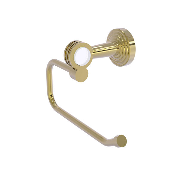Pacific Beach Unlacquered Brass Six-Inch Toilet Tissue Holder with Dotted Accents, image 1
