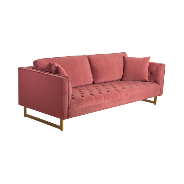 Lenox Pink Metal Antique Brass Sofa, image 2