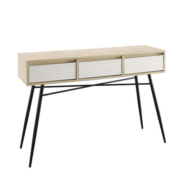 Lane Solid White and Birch Three Darwer Entry Table, image 2