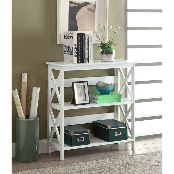 Selby White 33-inch Three Tier Bookcase, image 1