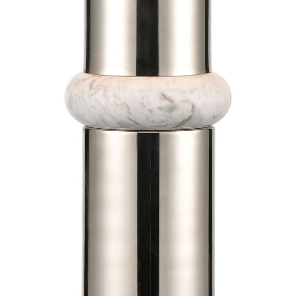 Silver Bullet Polished nickel and White Marble One-Light Table Lamp, image 8