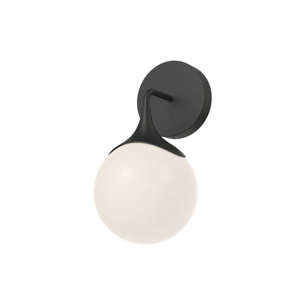Nouveau Matte Black One-Light Wall Sconce with Opal Glass, image 1