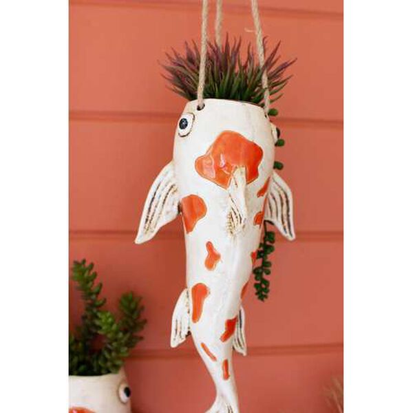 Ceramic Koi Fish Hanging Planter, image 1
