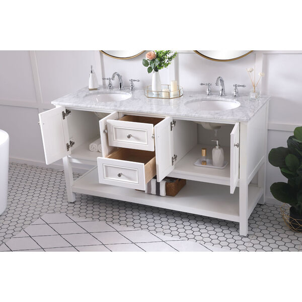 Metropolis White 60-Inch Vanity Sink Set, image 5