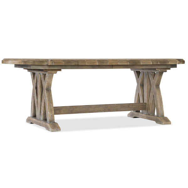 Boheme Colibri Light Wood 88-Inch Trestle Dining Table with One 20-Inch Leaf, image 1
