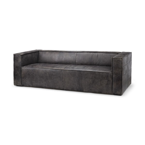 Stinson II Gray Leather Wrapped Three Seater Sofa, image 1