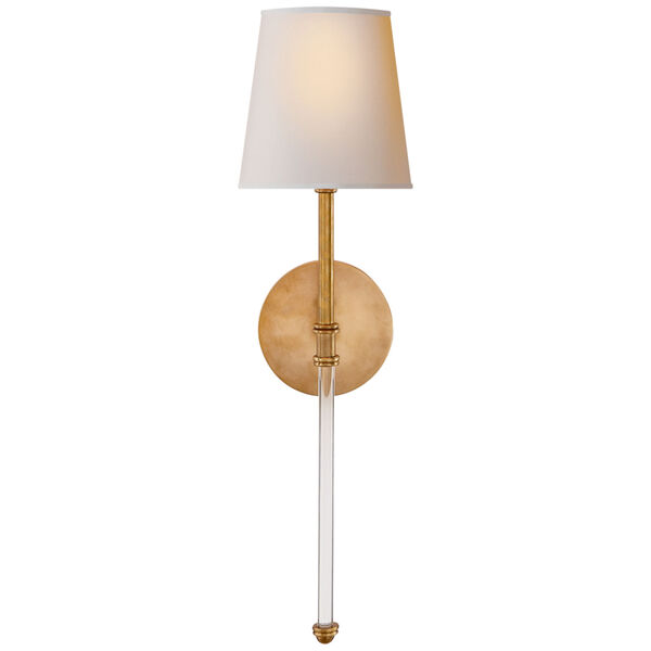 Camille Medium Sconce in Hand-Rubbed Antique Brass with Natural Paper Shade by Suzanne Kasler, image 1