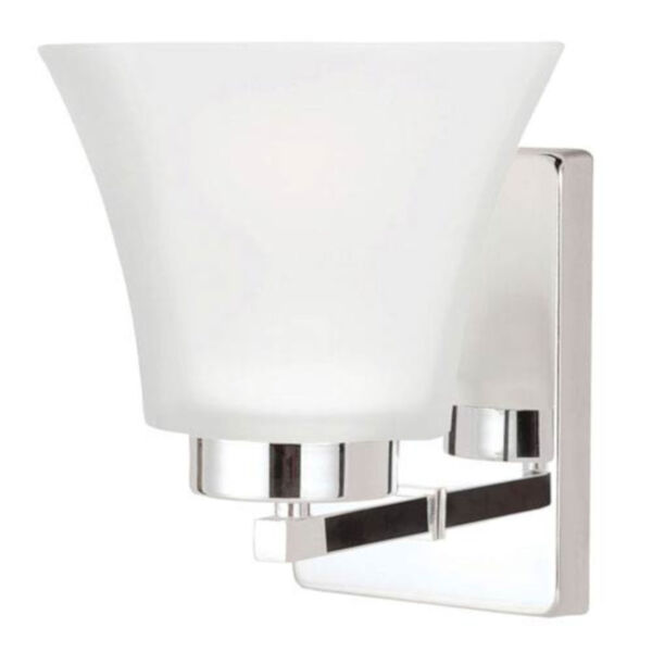 Kate Chrome One-Light Wall Sconce with Satin Etched Glass, image 1