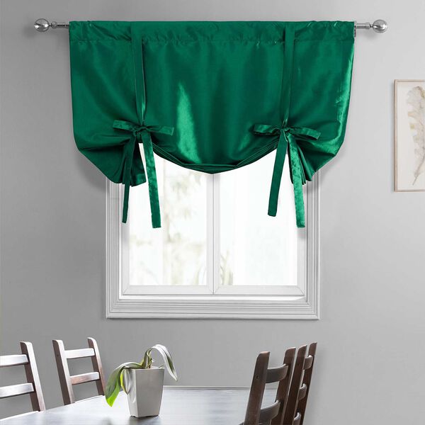 Emerald Green Faux Silk Taffeta Tie-Up Window Shade Single Panel, image 4