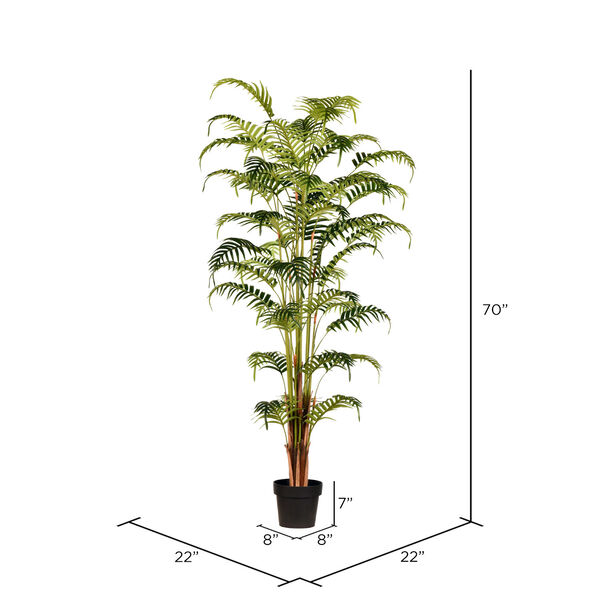 Green 70-Inch Potted Fern Palm Tree, image 2