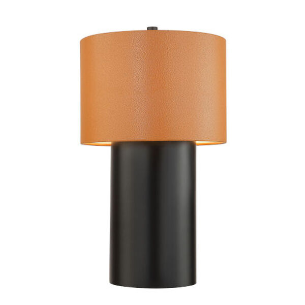 Secret Agent Black Camel Leather One-Light Table Lamp, image 1