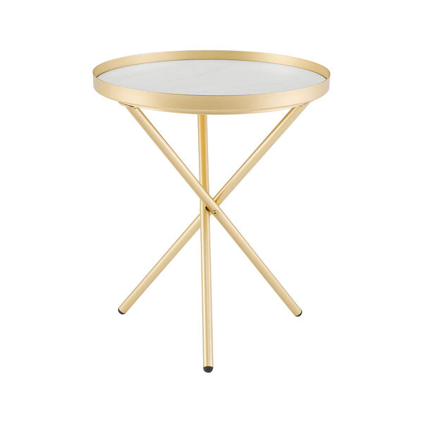 Trebent Gold and White Side Table, image 5