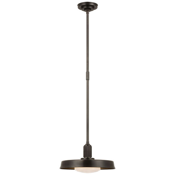 Ruhlmann 14-Inch Factory Pendant in Bronze with White Glass and Brass Interior by Chapman  and  Myers, image 1